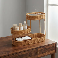3 Tier Rattan Storage Rack Slatted Three-Tier Storage Rack Space-Saving