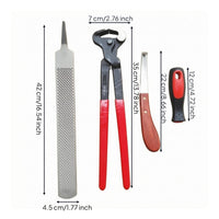 3 Pieces Farrier Hoof Trimming Tools Metal Head Horse Hoof Tool Kit Wood Handle