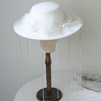 White Bridal Hat with Bow and Tassel