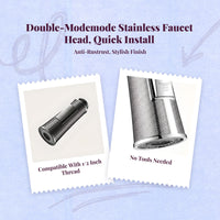 Pull Down Faucet Sprayer Head Replacement, Stainless Steel, 3 Modes, Universal Fit, Kitchen Sink