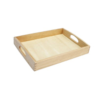 Wooden Tray with Handles Beechwood Container Smooth for Toddlers
