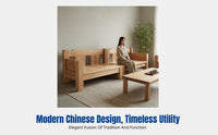 Sturdy Elm Wood Sofa, Minimalist Chinese Style, Corner Combination for Living Room