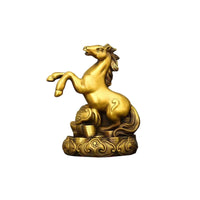 Astrological Horse Statue Engraved Horse Sculpture with Pedestal Golden
