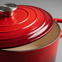 Round Cast Iron Dutch Oven with Lid, Enamelled Cast Iron Casserole Dish, Thick Cast Iron Soup Pot for Stewing and Braising