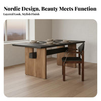 Solid Wood Dining Table Minimalist Design Rectangular Wood Dining Table Sturdy Home Furniture for Homeowners, Couples, Apartment, Living Room, Office