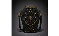 Crossbody Bag with Shoulder Strap Punk Gothic Purse with Skull Eye-Catching Casket Bag for Concerts