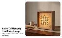Creative Gift Calligraphy Light Box Retro Design Chinese Design Shadow Box Lamp Handmade for Art Lovers, Homeowners, Study Room