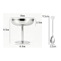 Dessert Cups with Spoons Stainless Steel Bowls Polished for Parties, Home Dining