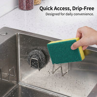 Bathroom Sink Organizer and Wall Mounted Rack for Kitchen Organization, Stainless Steel Drain with Self Sponge Holder