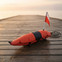 High-Visibility Inflatable Buoy with Flag Streamlined Dive Buoy with Flag Bright Inflatable Marker Buoy Reflective for Divers, Snorkelers, Spearfishers, Snorkeling, Open-Water