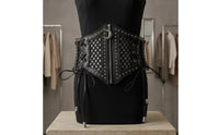 PU Leather Lace-up Waist Cincher Metal Hardware Corset Waist Belt Zipper Closure