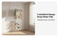 Tension Pole Closet System Open Design Garment Rack Easy to Assemble for Renters