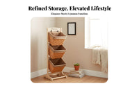 triple-tier Woven Organizer Floor-Standing publication holder Rack hardwood Wood Frame for Readers