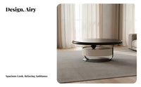 2 Pieces Minimalist design Round Nesting Tables with Drawers Floating Effect Round Tables with Drawer High-Gloss Finish Coffee Table Set Built-in Storage for Interior Designers, Apartment Dwellers, Homeowners, Small Spaces, Lounge Area, Home
