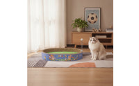 Oval Cat Scratcher with Toy Interactive Cat Scratch Bed Comfortable Corrugated Cardboard Scratcher Reversible for Kittens