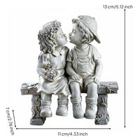Boy and Girl Sculpture Artistic Design Childhood Sweethearts Sculpture for Patio
