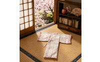 Doll Kimono Outfit Pink Trim Floral Doll Kimono Fluid Drape Apparel