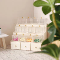 Miniature Fruit Cabinet Display Stand with Drawers for 1:12 Dollhouse