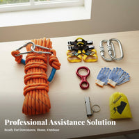 7 Pieces Wear-Resistant High-Elevation Escape Rope Set Anti-Slip Emergency Rappelling System Steel Wire Core