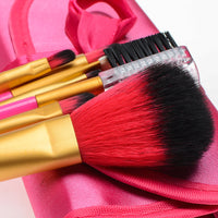 7-Piece Ribbon Makeup Brush Set with Portable Cloth Bag