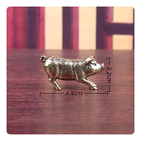 Brass Pig Figurine Antique-Finish Brass Pig Miniature for Collectors