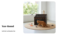 All-Season Use Wicker Cat House Handwoven Enclosed Cat Bed Includes Cushion and Mat Rattan Pet Kennel Breathable for Cats, Kittens, Small Pets, Indoors, Indoor, Living Room, Bedroom