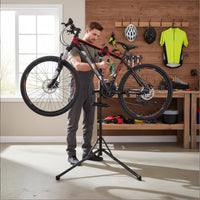 Foldable Design Adjustable Two-Wheeler Maintenance Stand Includes Tool Tray Bike Repair Stand Floor Bike Repair Rack for Cyclists, Workshop