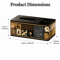 Wooden Tissue Box Holder, New Chinese Countertop Tissue Box Cover with Storage, 24x13x9.5cm for Living Room, Hotel, Office