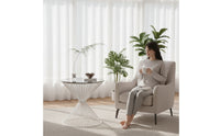 Openwork Side Table with Glass Surface Lightweight Glass Surface Side Table Modern Furniture Minimalistic for Balcony