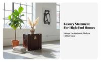 Vintage Suitcase Nightstand Retro Design Decorative hingedTop Trunk Western and Design No Assembly Required