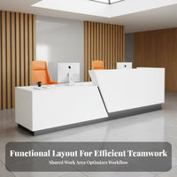 Modern Reception Desk Wide Desktop Glossy Finish Front Counter Stable Structure Minimalist Information Desk for Business Owners, Company Entrance