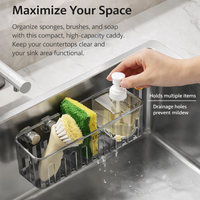 Bathroom Sink and Kitchen Organizer with Drain Rack, Rectangular Sponge Holder with Suction Cup for Homeowners