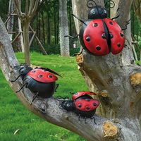3 Pieces Ladybug Wall Decor Handmade Look Metal Ladybug Wall Decor Hand-Painted