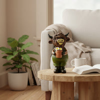 Scottish Cow Statue with Flowerpot | Adorable, Whimsical, Scottish cow Figurine, for Garden