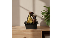 Layered Buddha Fountain with Black Tray Compact Buddha Statue Fountain Sculpted Small for Meditators, Office