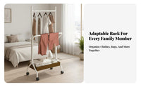 Freestanding Clothes Rail with storage areaSaving Garment Rack Simple Design