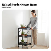 3-Tier Rolling Cart Movable 3 Tier Rolling Cart Heavy Duty for Students, Parents