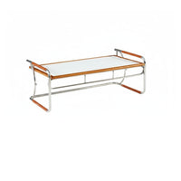 Wood Top Metal Frame Coffee Table Modernist Design Rectangular Coffee Table Small Apartment Perfect for Retro Aesthetic