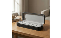 Watch Case with 6 Slots PU Leather Zippered Watch Organizer Lightweight for Journeyers