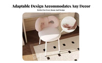 Upholstered Makeup Chair Sturdy Build ribbon rear Stool 360° rotate for Bedroom