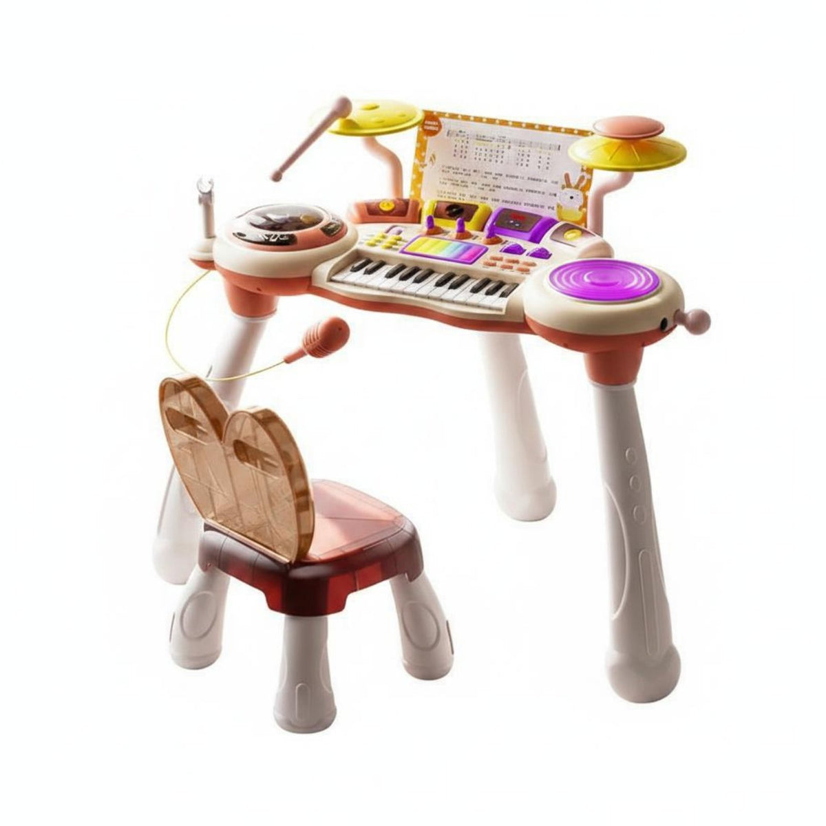 Piano Toy Early Learning Multifunction Keyboard Toy Educational Kids Keyboard with Drum Pads for Beginners, Young Children, Gift Giving