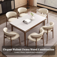 Walnut Color Extendable Rectangular Table Sintered Stone Top Extendable Table Adjustable Length Household Furniture sturdy Wood Frame for Small Apartment Residents, Entertainers, Dining Room, Kitchen, Family Gatherings, Dinner Parties