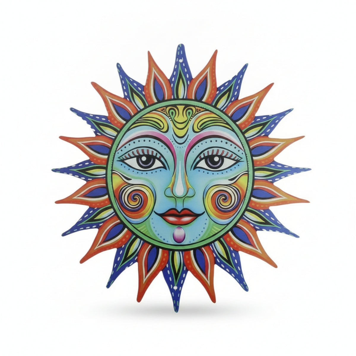 Multicolor 3D Design Sun Face Wall Art Round Metal Wall Decor