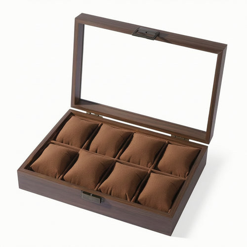 Watch Storage Box with Glass Lid Shielded for Dresser, Collectors