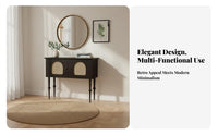 Rattan Door Cupboard French design Cane Door Console Gold-Tone Hardware adaptable Use for Homeowners