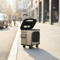 Rolling Pet Carrier Foldable Pet Carrier with Wheels Wheeled Collapsible for Cats, Travel, Vet Visits