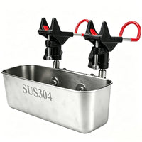 Stainless Steel Boat Fishing Bait Basin with Universal Double Rod Holder