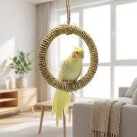 Cockatiel Toy and Budgie Toy Rope Swing Toy, Circular Climbing Toy for Small Parakeets Cockatiels, All Rope Hanging Perch without Noisy Bells