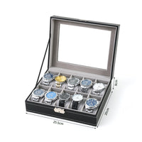 Leather-Style Watch Box Multi-Slot Watch Case Padded Shielded for Collectors, Dresser, Home