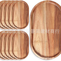 Japanese-style Acacia Wood Rectangular Serving Tray with Heat Insulation